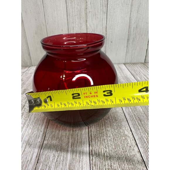 Vintage Ruby Red Glass Vase Bulbous Ball Holiday Home Decor 4" Tall Christmas - Picture 8 of 10